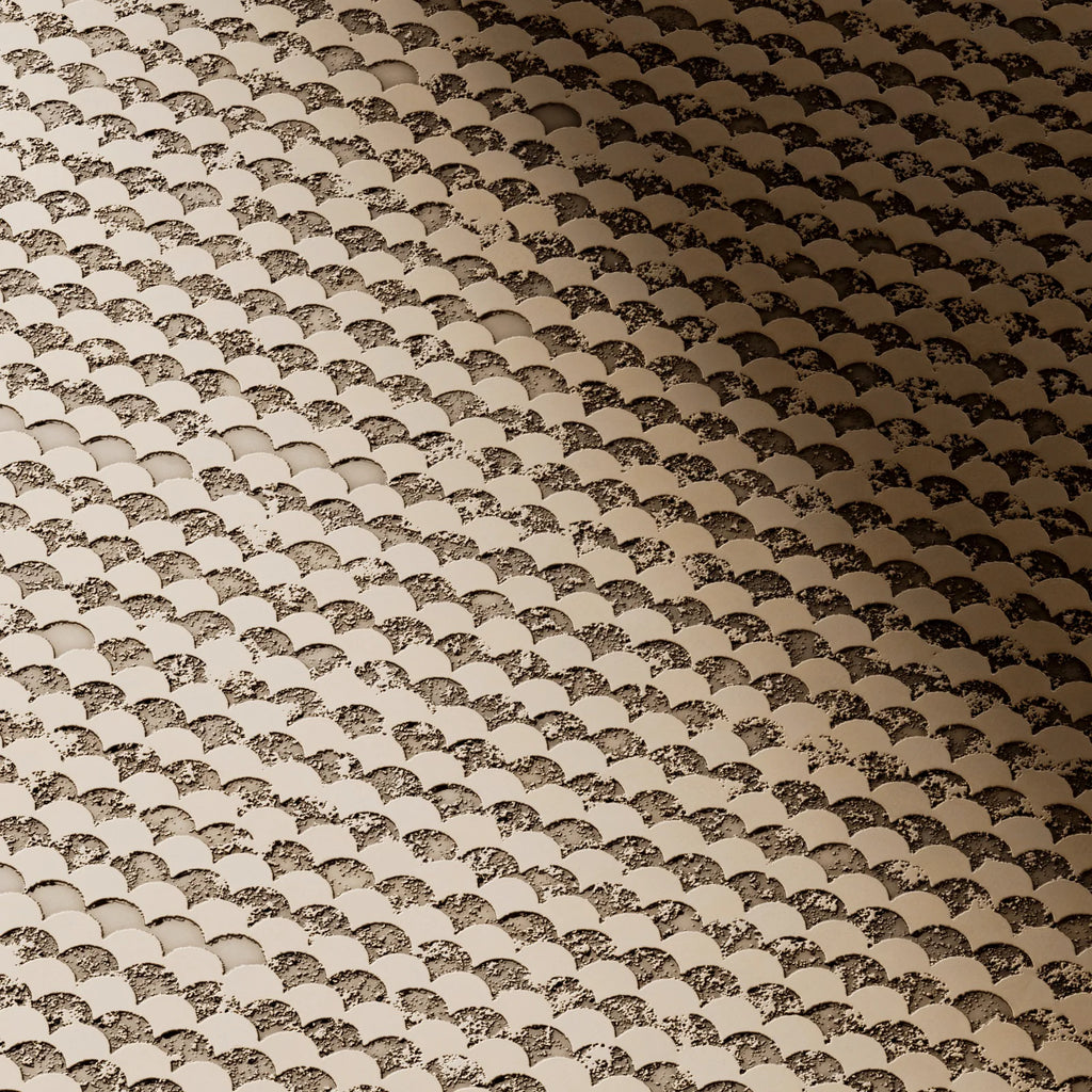 Oxidised Scallop 3D Brass Panel PBR Texture - Example Scene Visualization | Superellipse