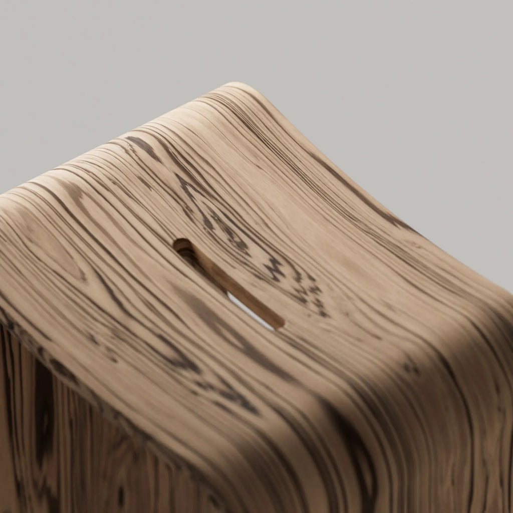 Zebrano Natural Finish Veneer Wood PBR Texture - Example Scene Visualization | Superellipse
