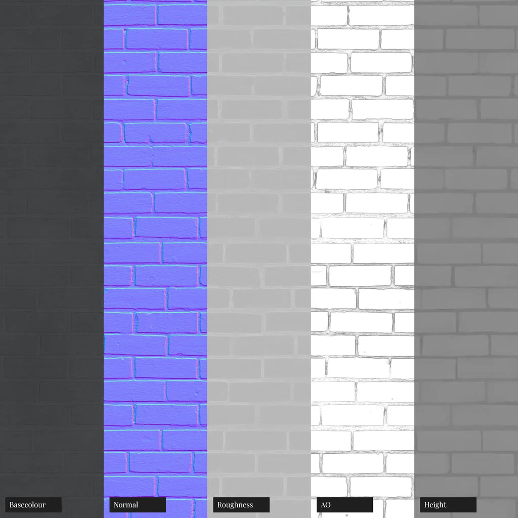 Contemporary Painted Brick Off Black PBR Texture - Example Scene Visualization | Superellipse