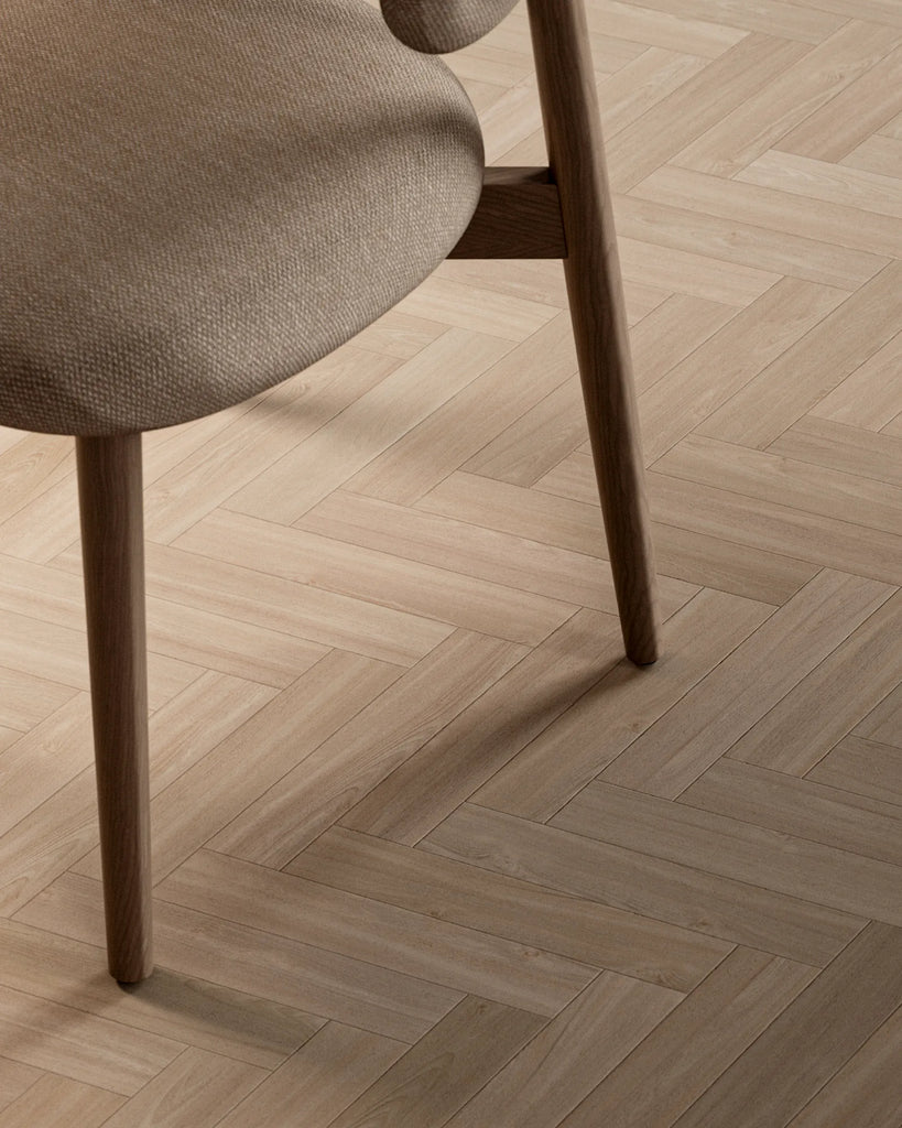 Beech Herringbone Parquet Wood Floor PBR Texture - Example Scene Visualization | Superellipse