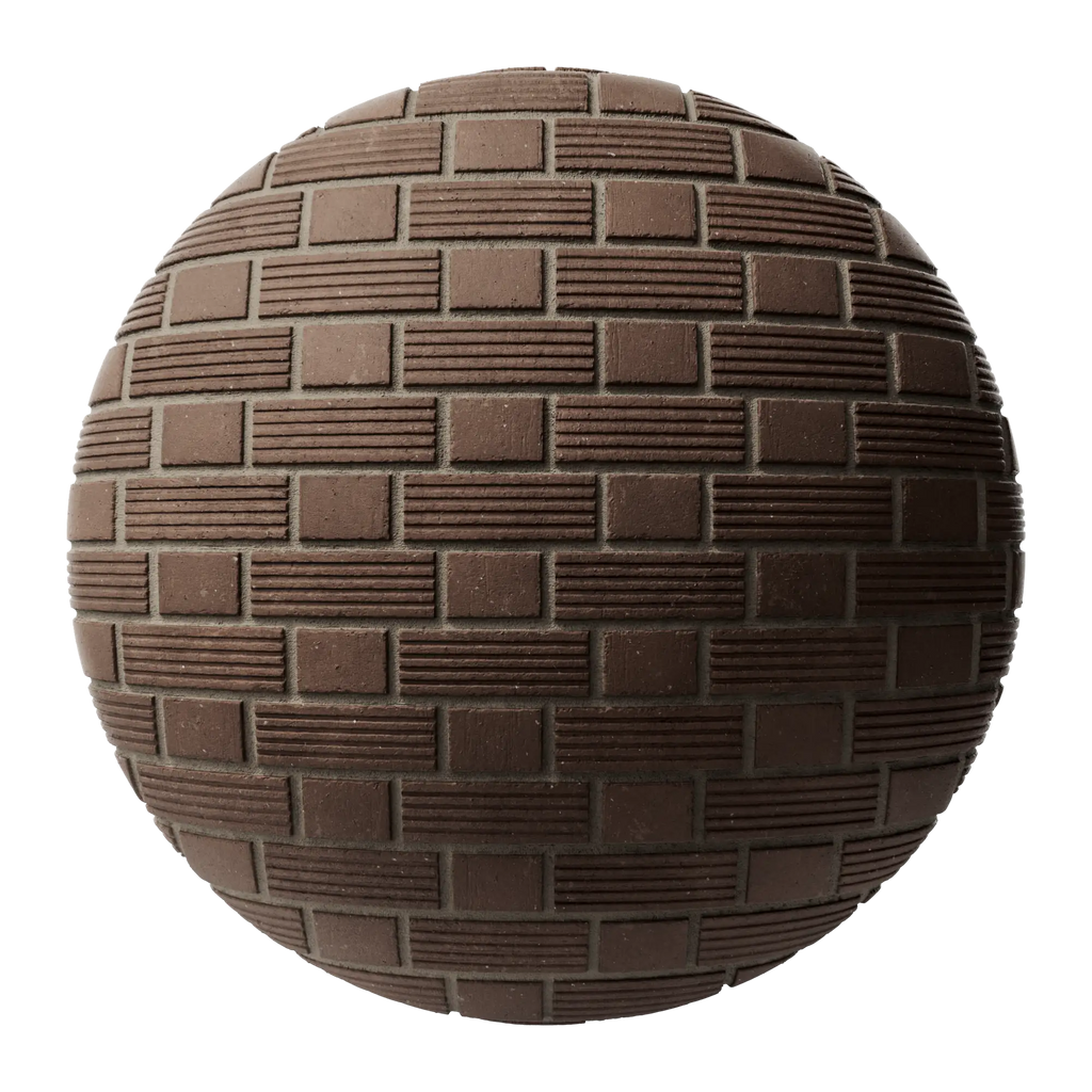 Long Grooved Belden Brick Flemish Bond PBR Texture - Sphere Swatch Preview | Superellipse