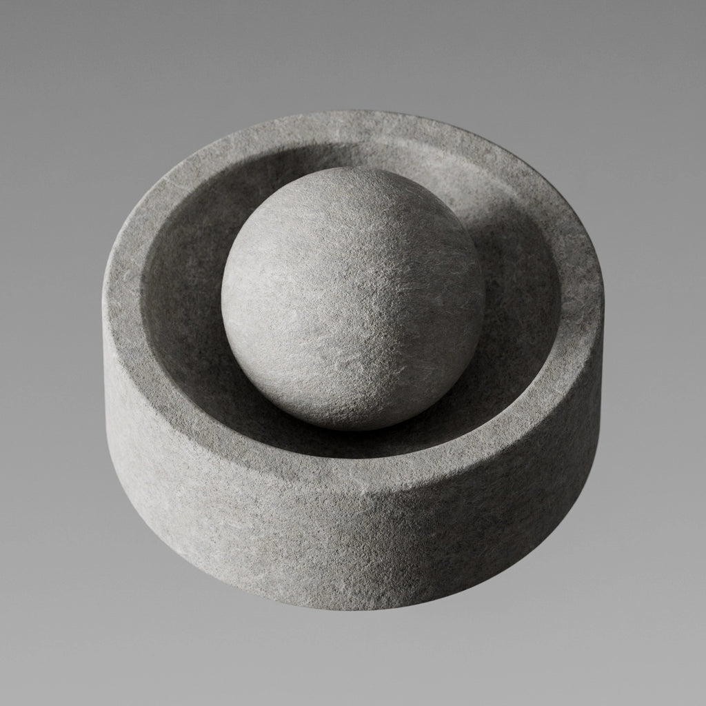 Ash Grey Flamed Limestone PBR Texture - Example Scene Visualization | Superellipse