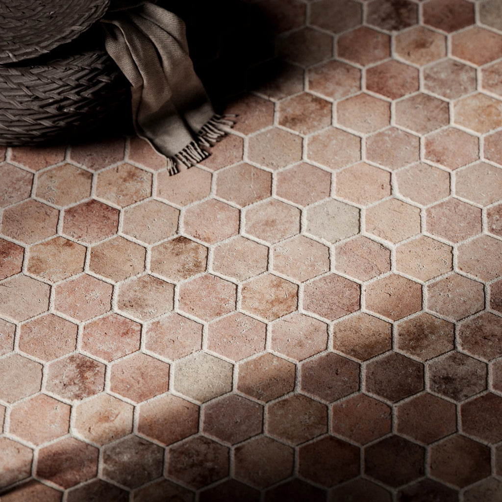Rustic Catalonia Terracotta Hex Tiles PBR Texture - Example Scene Visualization | Superellipse