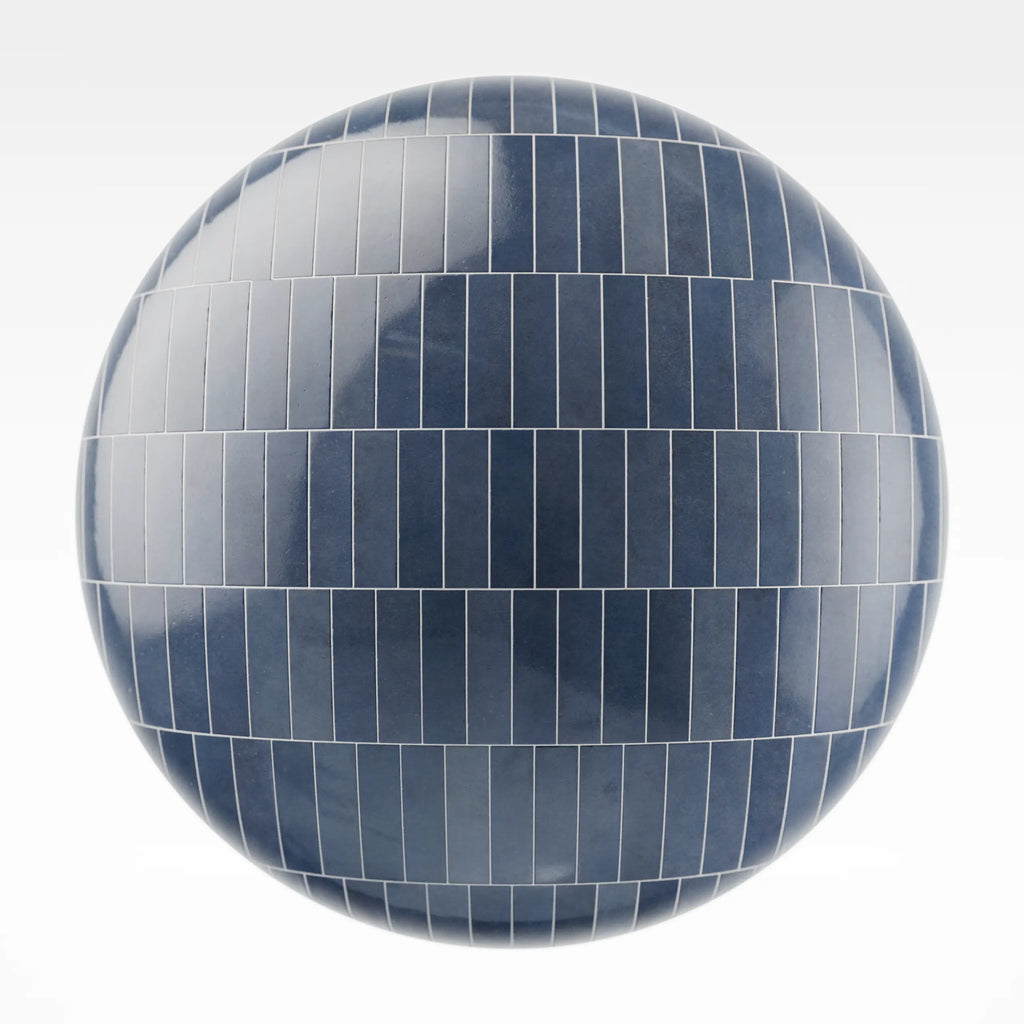 Zellige Blue Fronteira Basketweave Tile PBR Texture - Sphere Swatch Preview | Superellipse