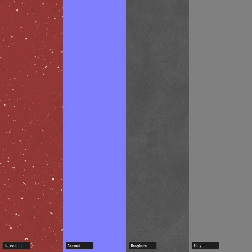 Rich Red Terrazzo Plastic Small PBR Texture - Example Scene Visualization | Superellipse