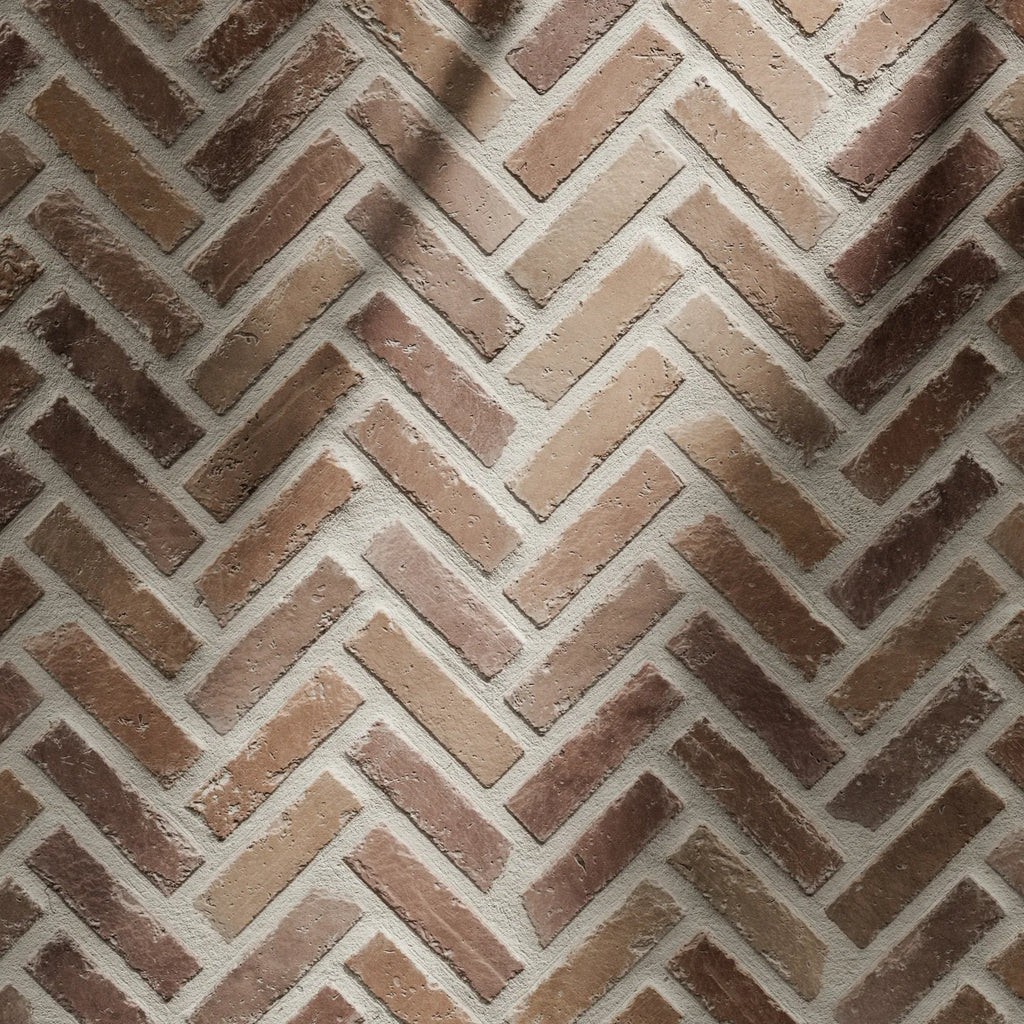 Terracotta Herringbone Brick Tiles PBR Texture - Example Scene Visualization | Superellipse