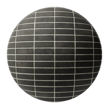 Ironstone Black Stack Bond Brick PBR Texture - Sphere Swatch Preview | Superellipse
