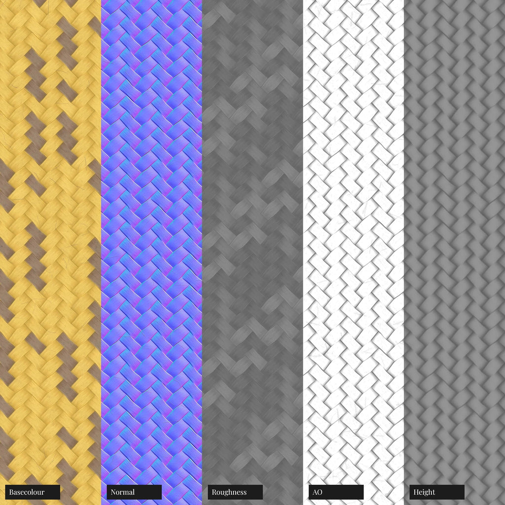 Industrial Yellow Braided Cord PBR Texture - Example Scene Visualization | Superellipse