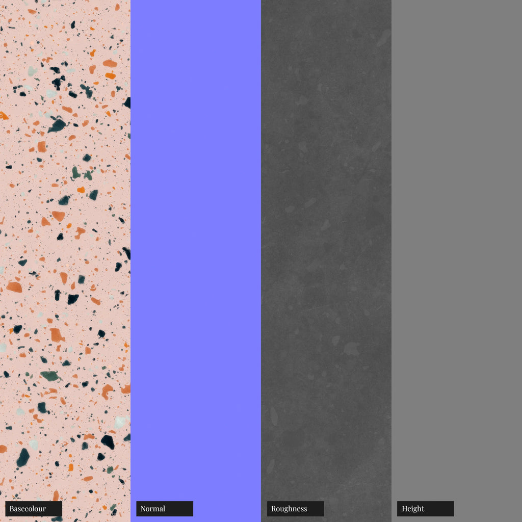 Daisy Pink Terrazzo Plastic PBR Texture - Example Scene Visualization | Superellipse