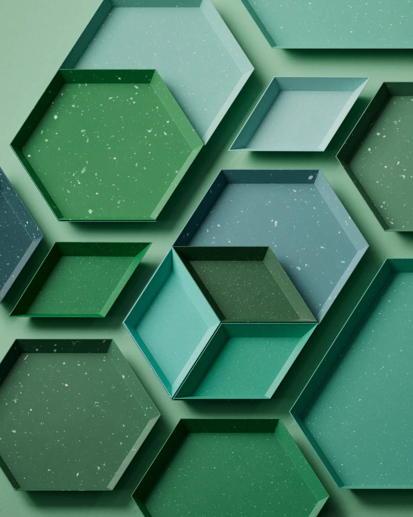 Vibrant Green Terrazzo Plastic Small PBR Texture - Example Scene Visualization | Superellipse