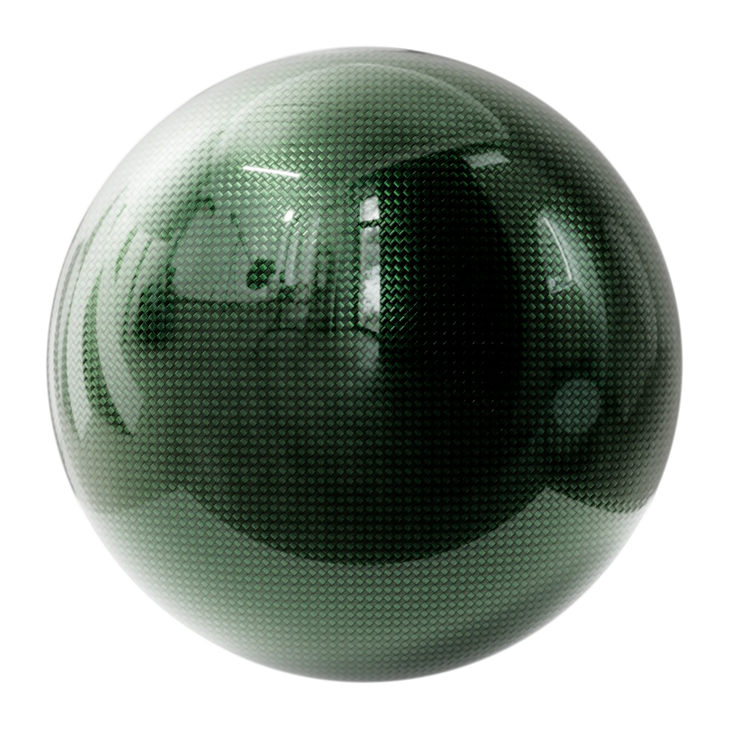 Carbon Fiber Plain Weave Emerald Green PBR Texture - Sphere Swatch Preview | Superellipse