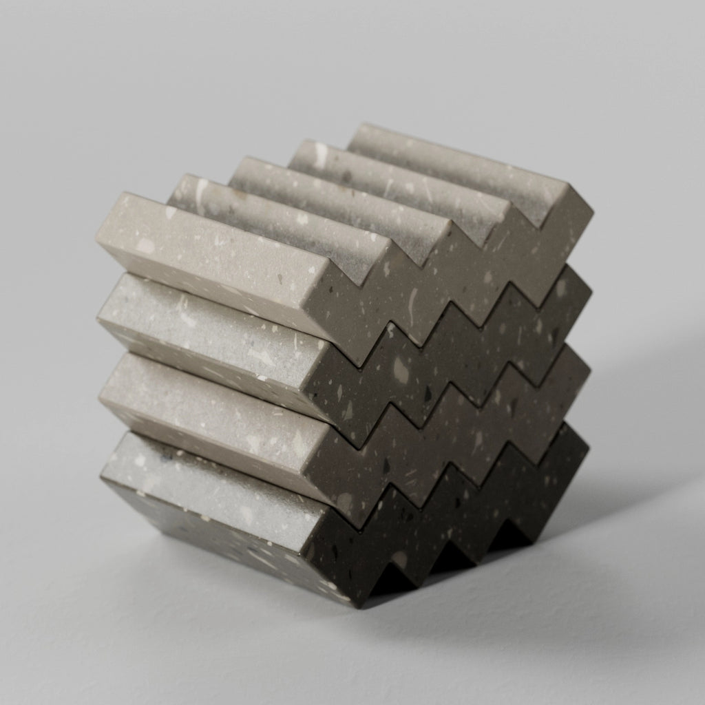 Mid Grey Ceramic Terrazzo Light Aggregates PBR Texture - Example Scene Visualization | Superellipse