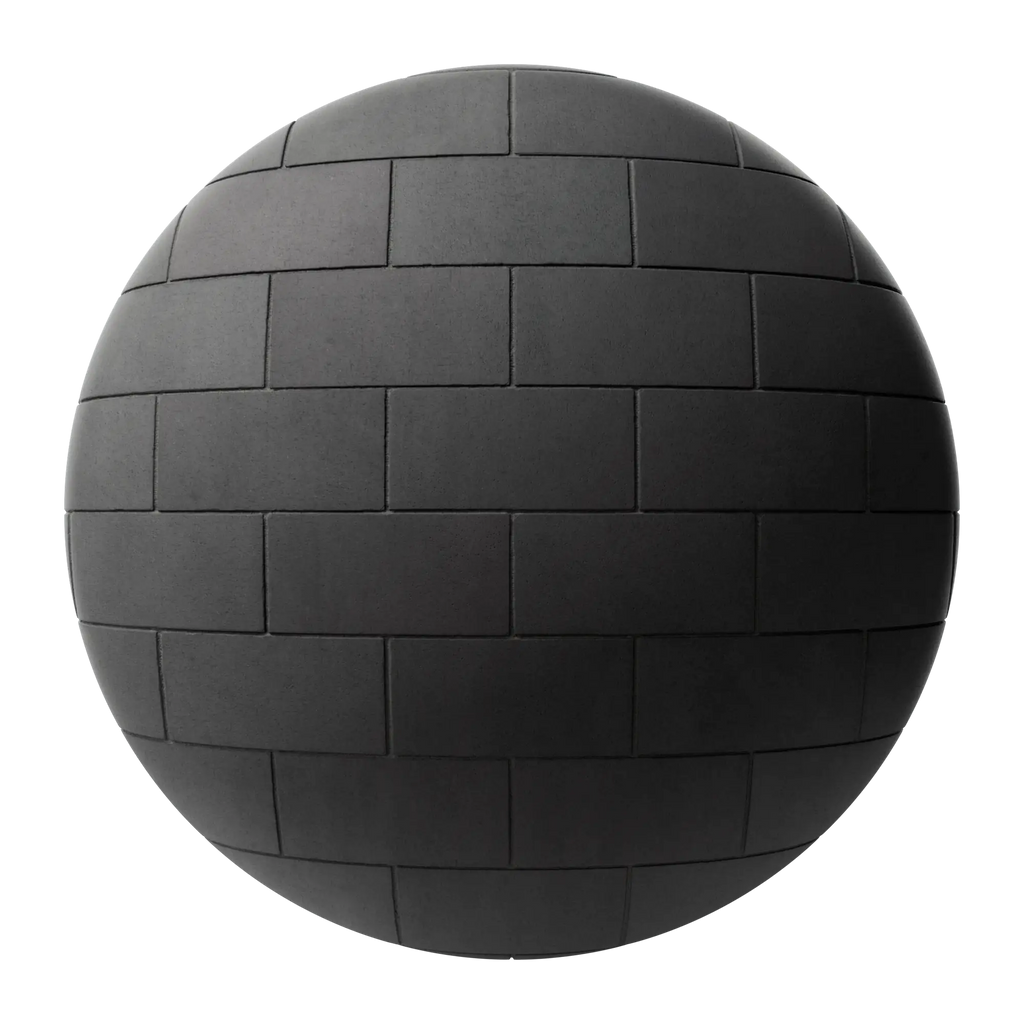 Concrete Dark Matte Block Running Bond PBR Texture - Sphere Swatch Preview | Superellipse