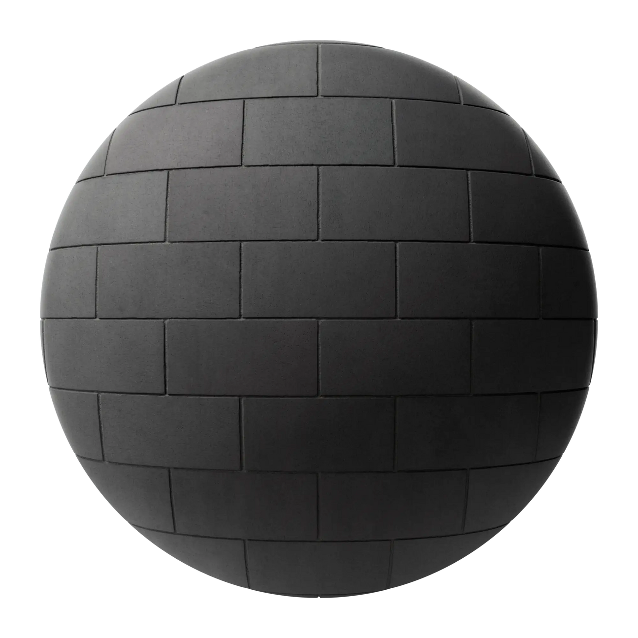 Concrete Dark Matte Block Running Bond PBR Texture - Sphere Swatch Preview | Superellipse