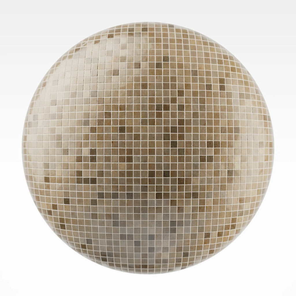 Zellige Sandstone Mosaic Tile PBR Texture - Sphere Swatch Preview | Superellipse
