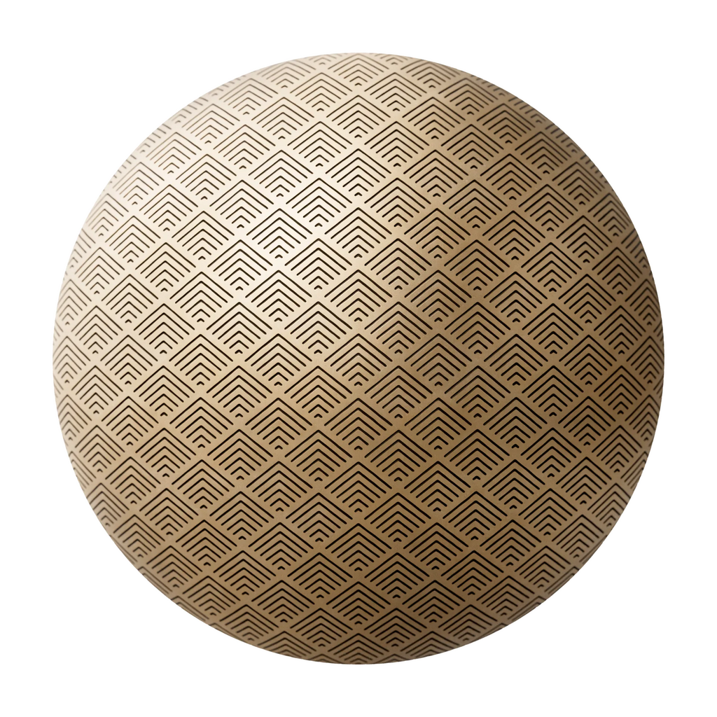 Etched Brass Panel Art Deco PBR Texture - Sphere Swatch Preview | Superellipse