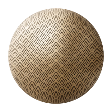 Etched Brass Panel Art Deco PBR Texture - Sphere Swatch Preview | Superellipse
