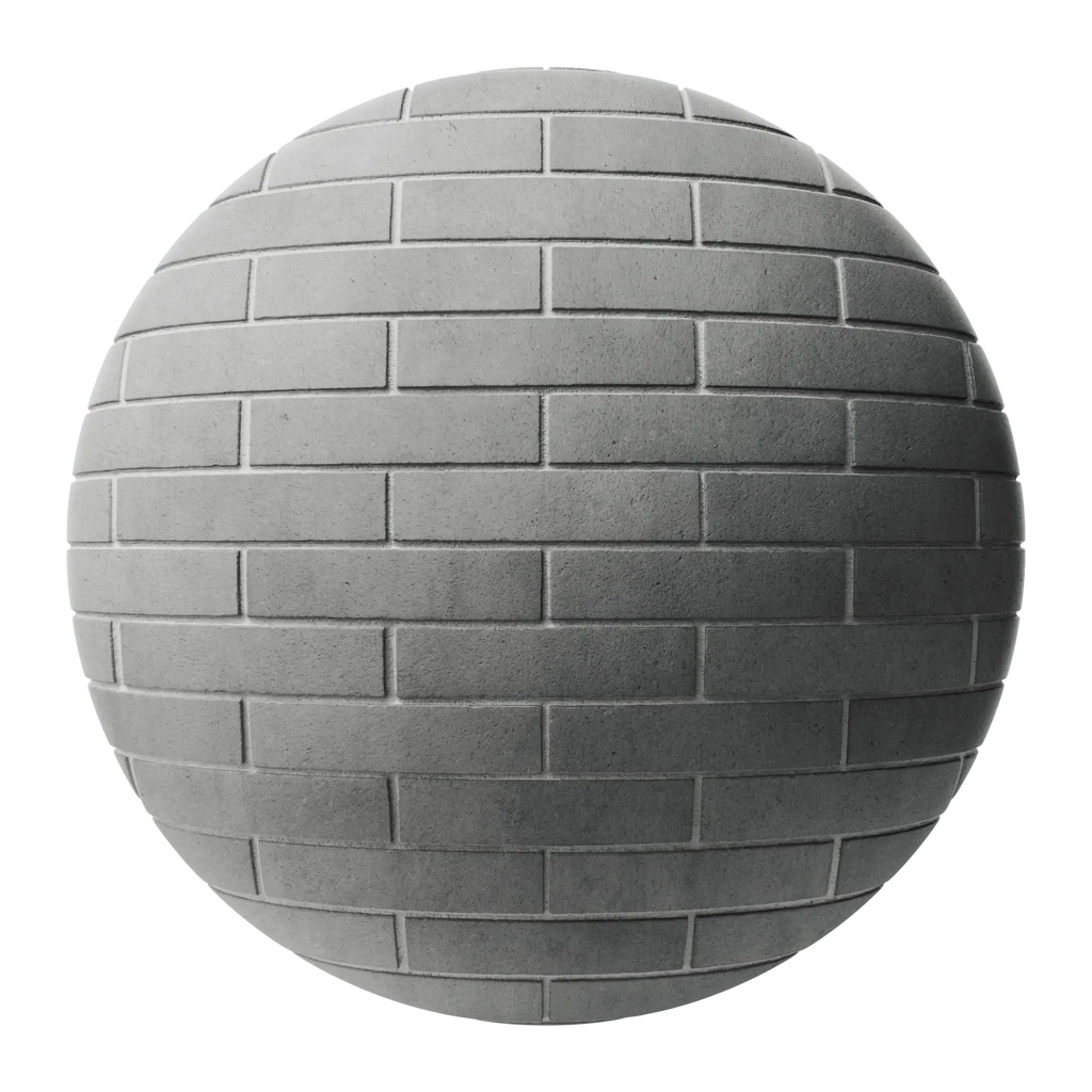 Concrete Architectural Brick Running Bond PBR Texture - Sphere Swatch Preview | Superellipse