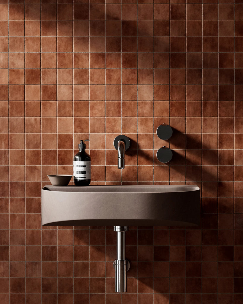 Zellige Coral Gloss Square Tile PBR Texture - Example Scene Visualization | Superellipse