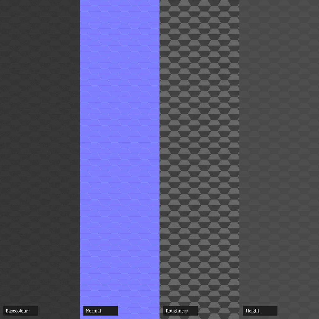 Half Hex Texture Patterned Plastic PBR Texture - Example Scene Visualization | Superellipse