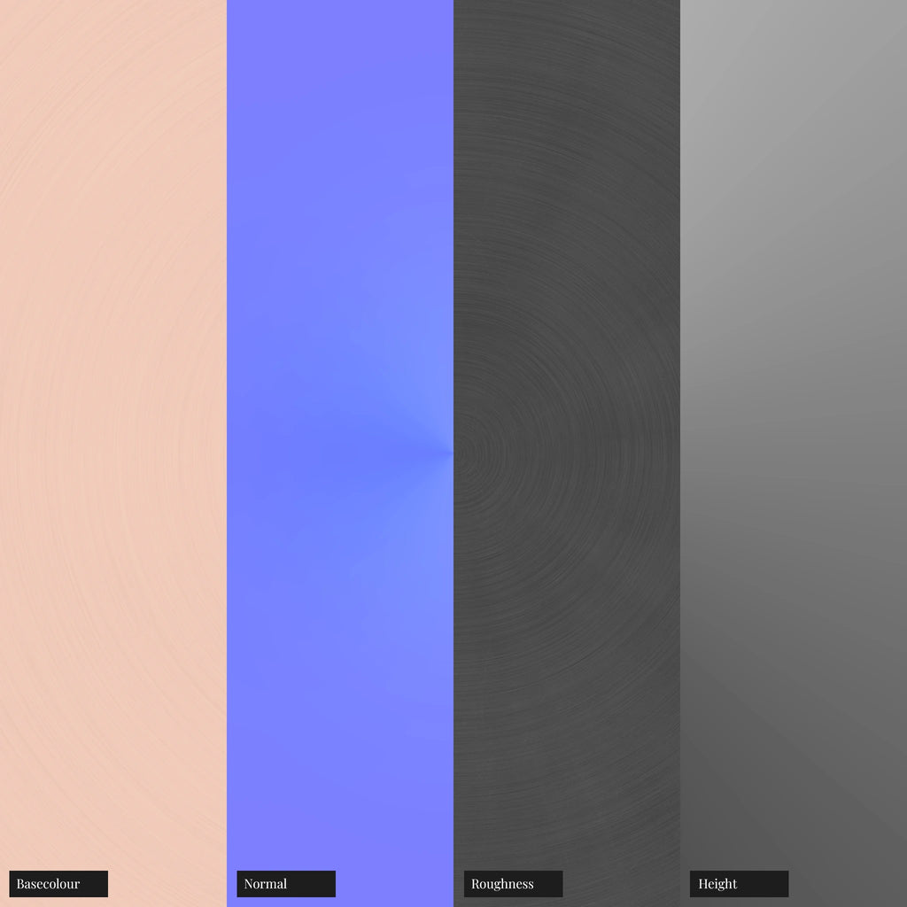 Radial Brushed Copper Metal PBR Texture - Example Scene Visualization | Superellipse