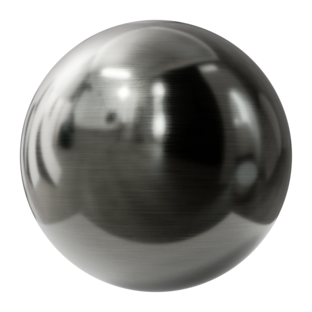 Fine Linear Brushed Tungsten Metal PBR Texture - Sphere Swatch Preview | Superellipse