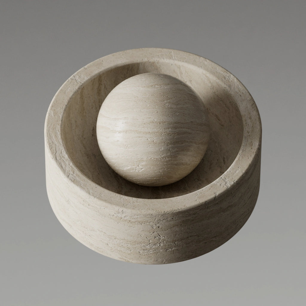 Tumbled Rough Cut Travertine Unfilled PBR Texture - Example Scene Visualization | Superellipse