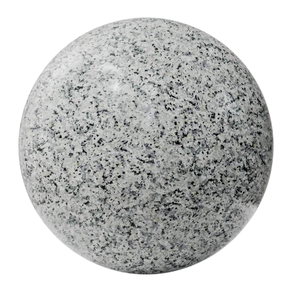 Heather Grey Polished Granite Slab PBR Texture - Sphere Swatch Preview | Superellipse