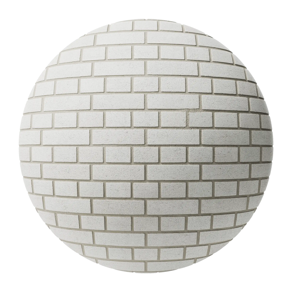 White Ash Specked English Bond Brick PBR Texture - Sphere Swatch Preview | Superellipse