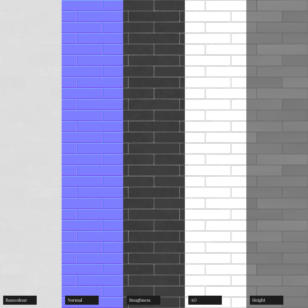 Brickbond Matte Cotton White Tile PBR Texture - Example Scene Visualization | Superellipse