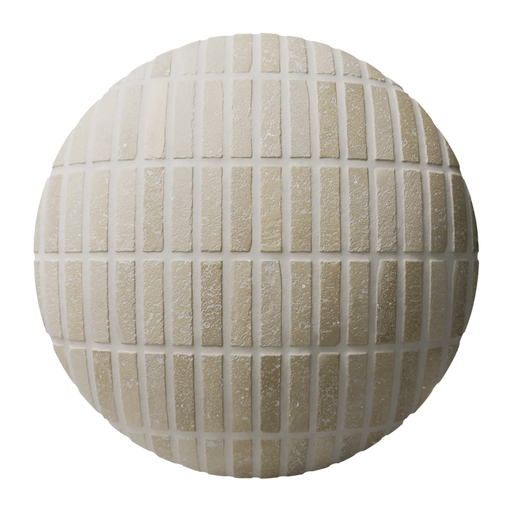 Terracotta Rustic Yellow Brick Tile PBR Texture - Sphere Swatch Preview | Superellipse