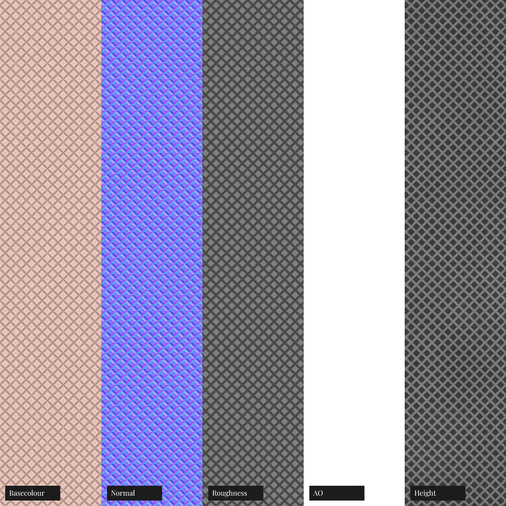 Diamond Concave Knurled Copper Metal PBR Texture - Example Scene Visualization | Superellipse