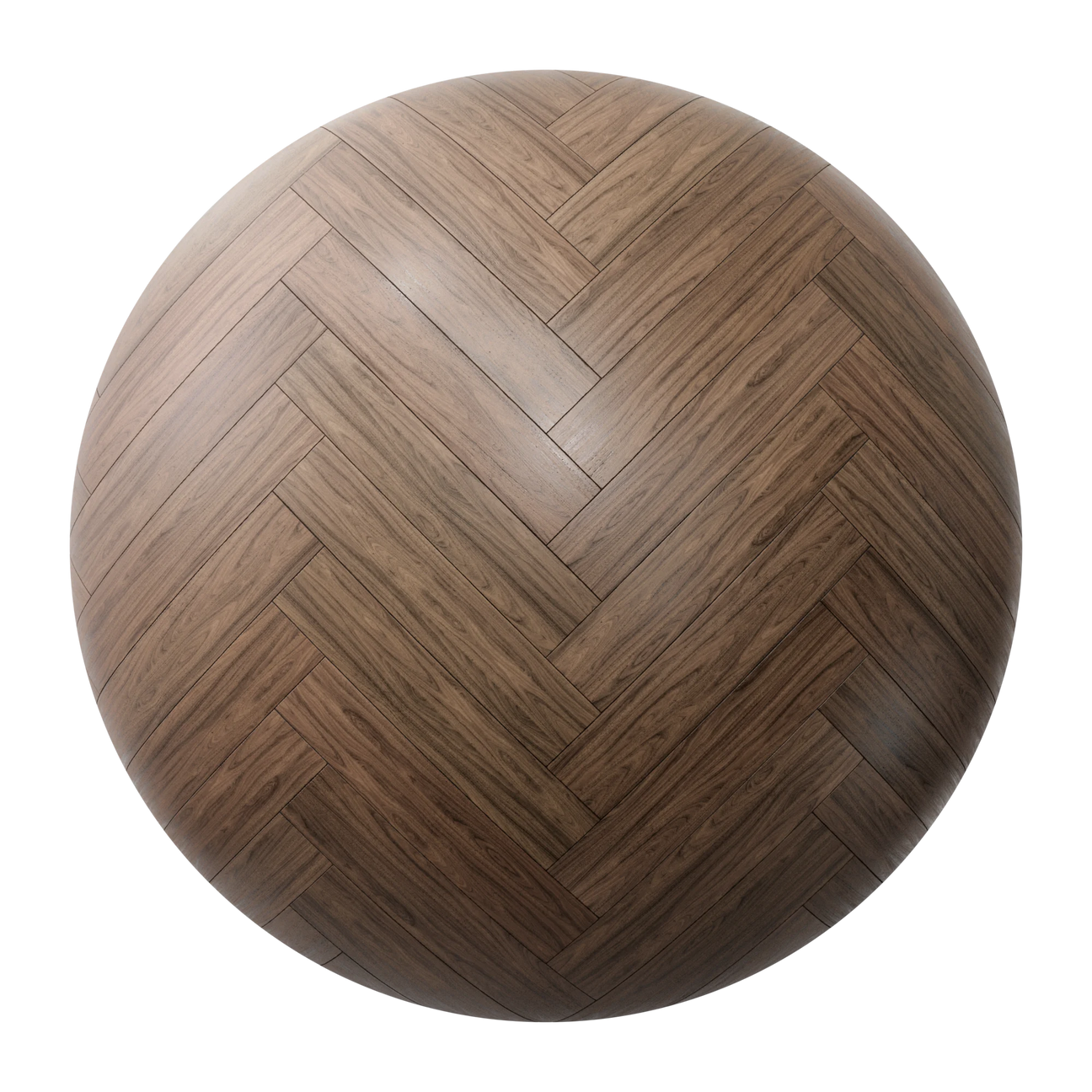 Natural Walnut Herringbone Wood Floor PBR Texture - Sphere Swatch Preview | Superellipse