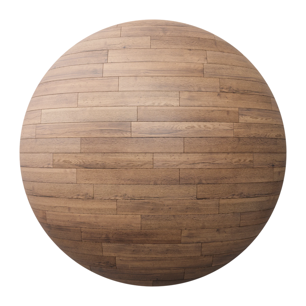 English Chestnut Oak Staggered Wood Floor PBR Texture - Sphere Swatch Preview | Superellipse