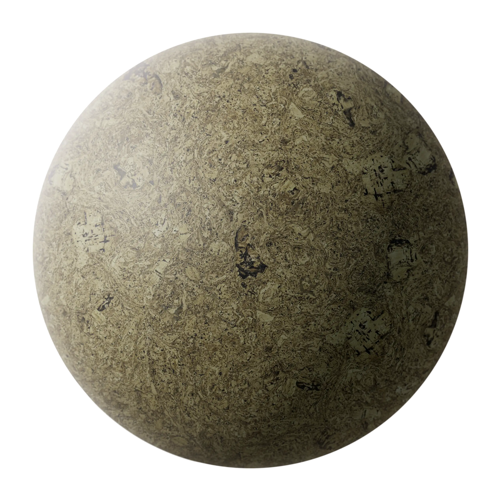 Natural Cork Olive Green PBR Texture - Sphere Swatch Preview | Superellipse