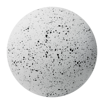 Black and White Recycled Terrazzo Plastic PBR Texture - Sphere Swatch Preview | Superellipse