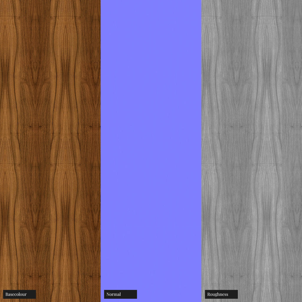 Teak Wood Veneer Book Matched Natural Finish PBR Texture - Example Scene Visualization | Superellipse