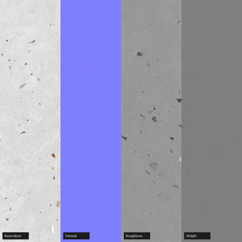 Tutti Frutti Ceramic Terrazzo Mixed Aggregates PBR Texture - Example Scene Visualization | Superellipse