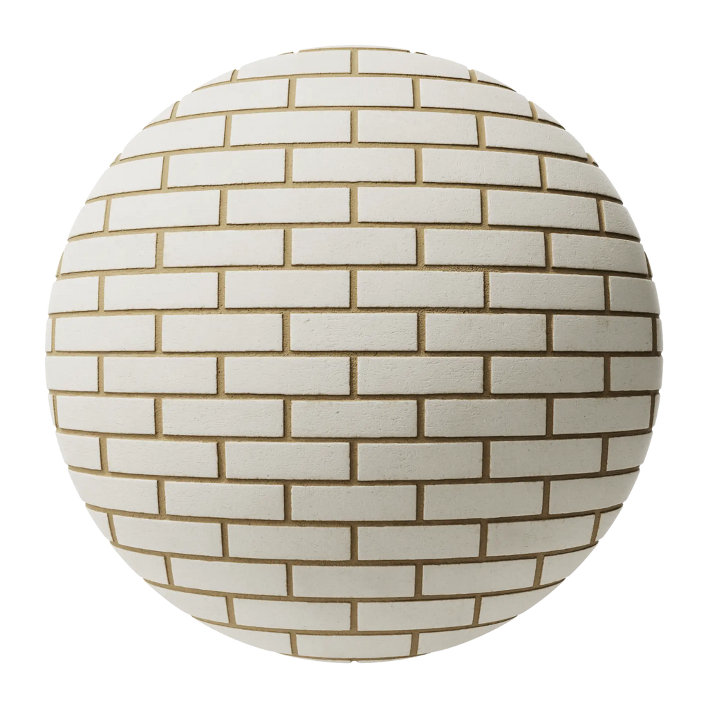 Porcelain White Smooth Running Bond Brick PBR Texture - Sphere Swatch Preview | Superellipse
