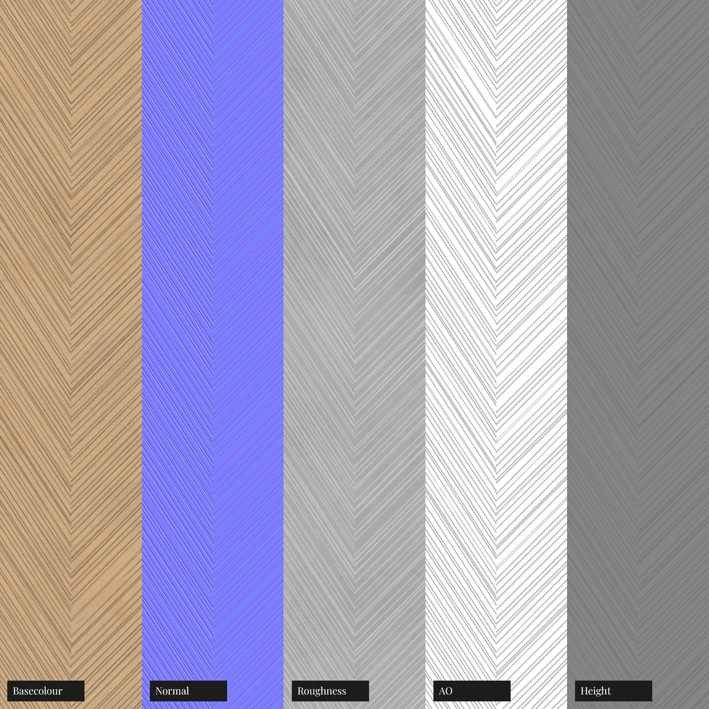 Oxidised Etched Chevron Brass Panel PBR Texture - Example Scene Visualization | Superellipse