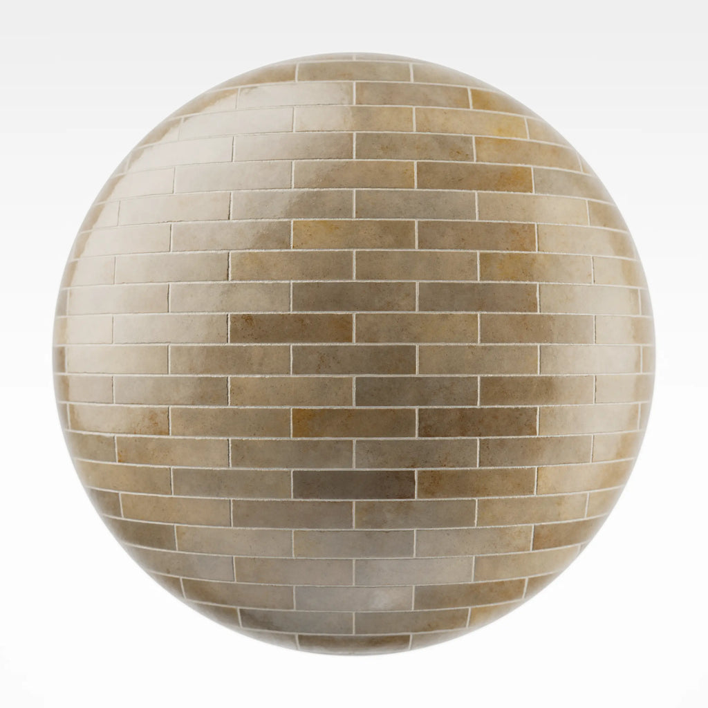 Zellige Sandstone Brickbond Tile PBR Texture - Sphere Swatch Preview | Superellipse
