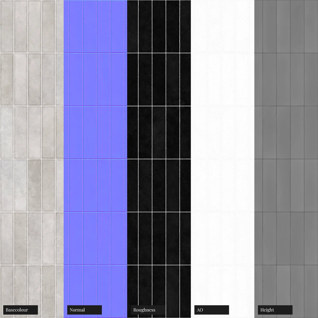 Hoxton White Gloss Stacked Tile PBR Texture - Example Scene Visualization | Superellipse