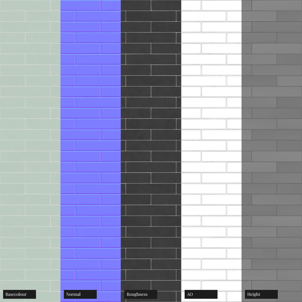 Brickbond Matte Summer Teal Tile PBR Texture - Example Scene Visualization | Superellipse