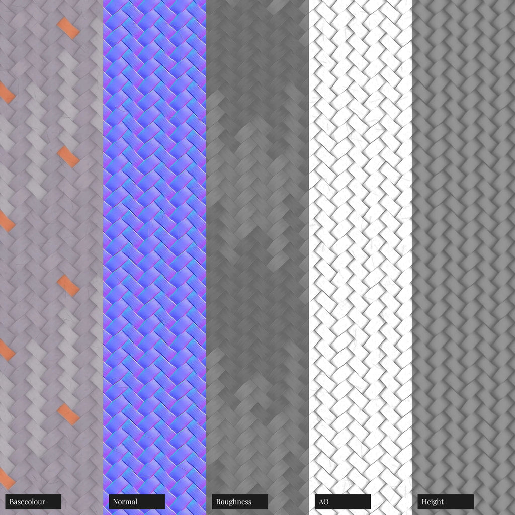 Slate Lilac Braided Cord PBR Texture - Example Scene Visualization | Superellipse