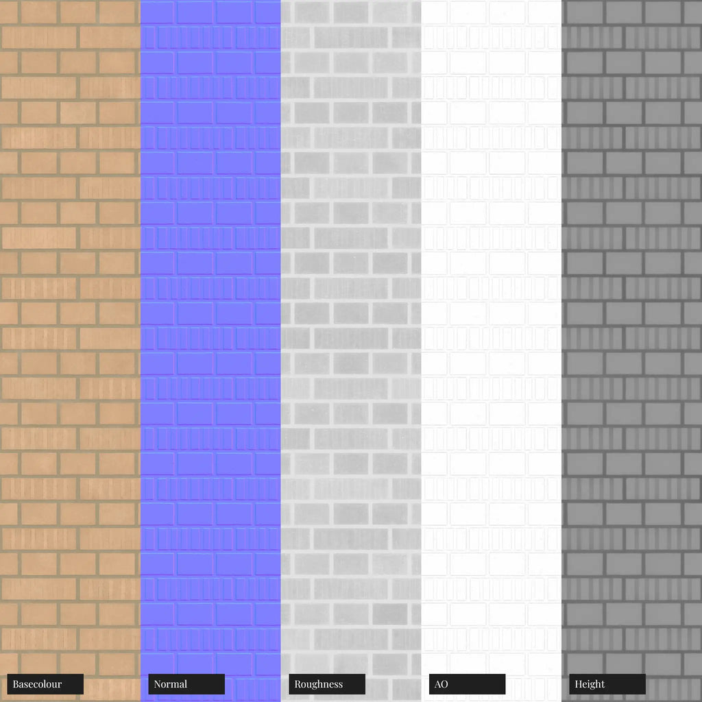 Grooved Buff Brick Facade English Bond PBR Texture - Example Scene Visualization | Superellipse