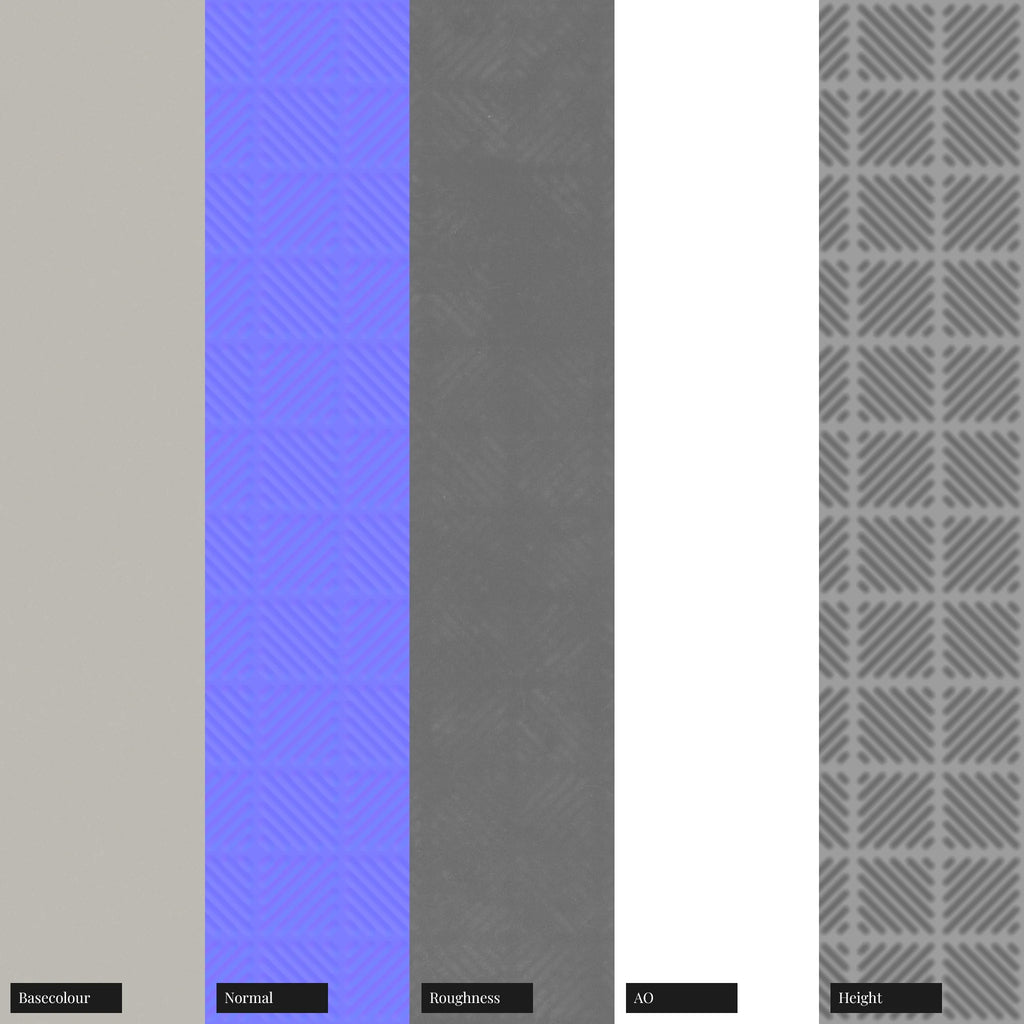 Concave Diamond Grid Textured Plastic PBR Texture - Example Scene Visualization | Superellipse