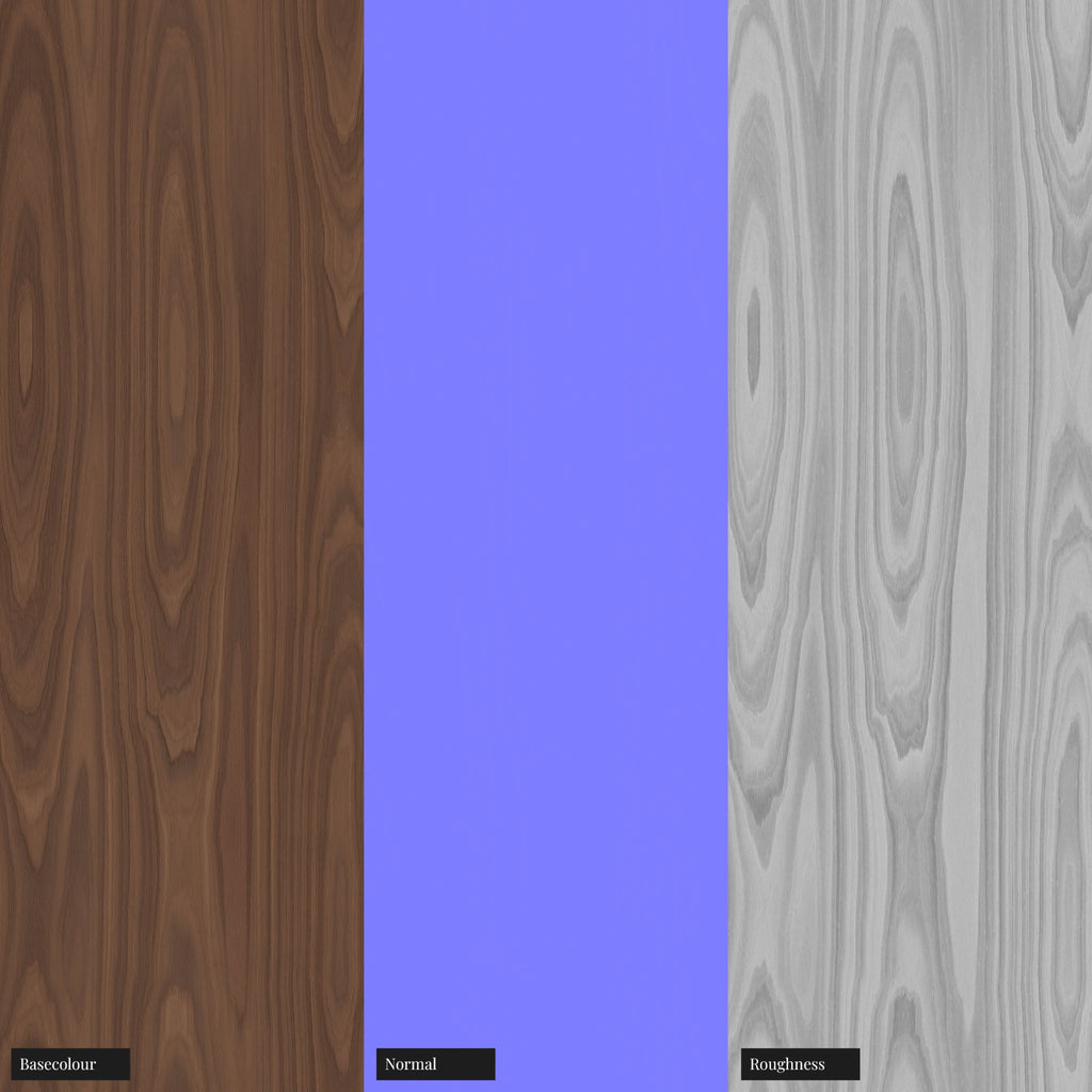 Walnut Crown Cut Veneer Natural Finish Wood PBR Texture - Example Scene Visualization | Superellipse