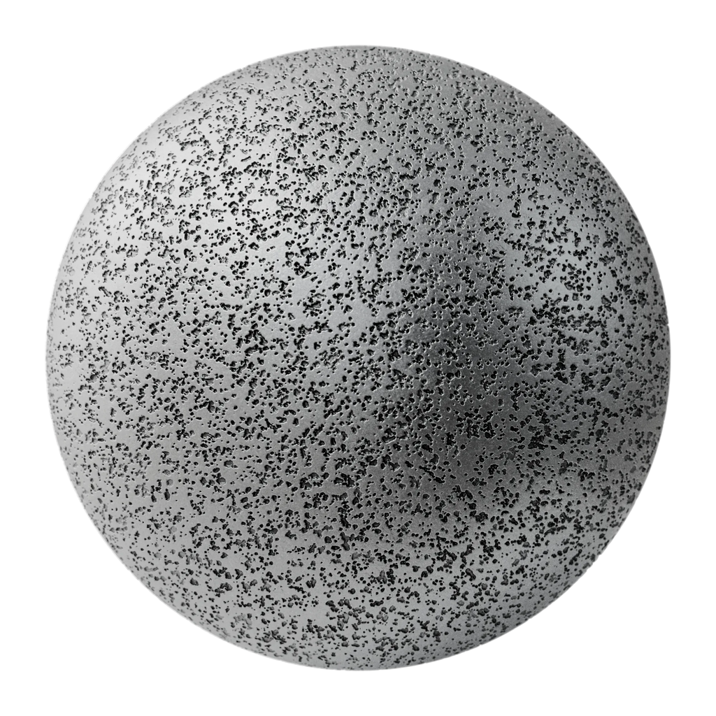 Sand Cast Pitted Aluminium PBR Texture - Sphere Swatch Preview | Superellipse