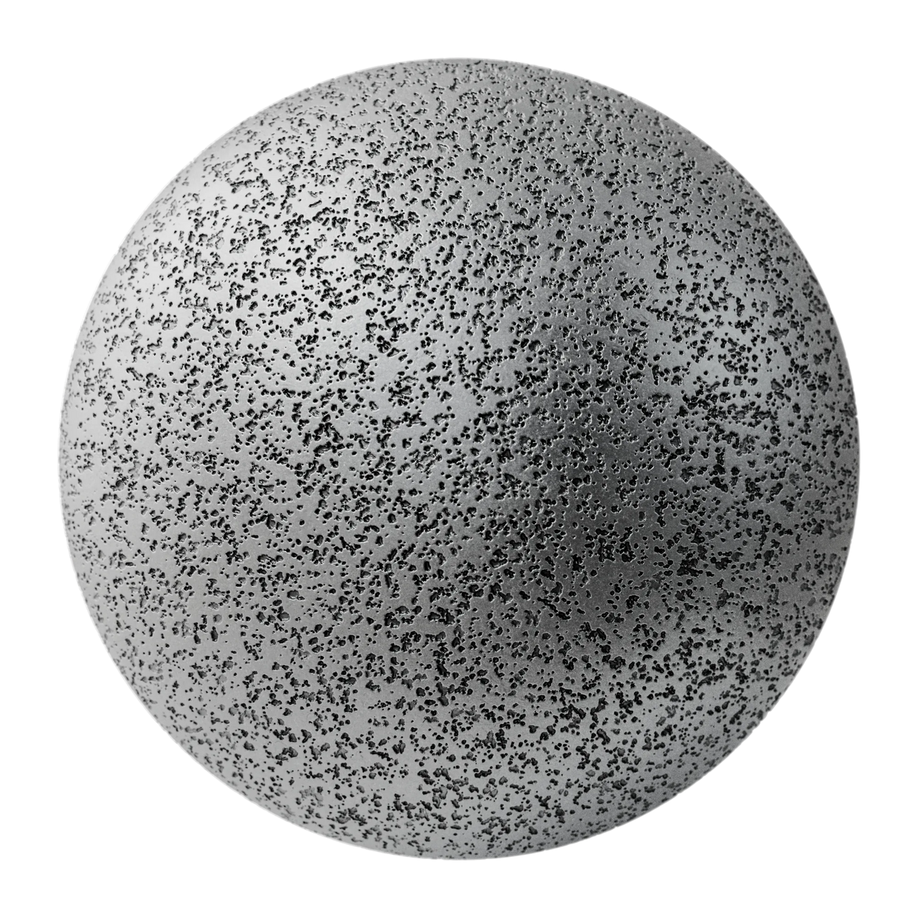 Sand Cast Pitted Aluminium PBR Texture - Sphere Swatch Preview | Superellipse