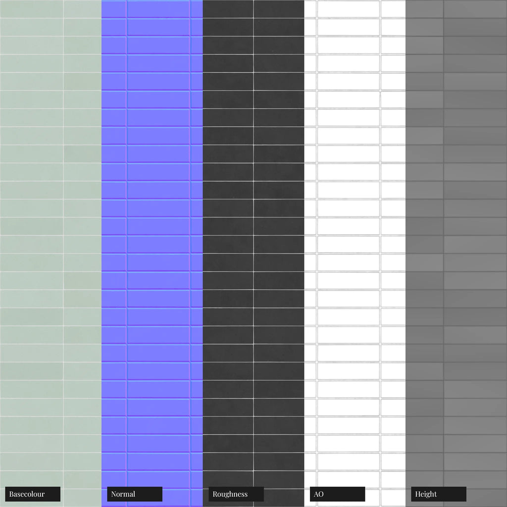 Stacked Matte Summer Teal Tile PBR Texture - Example Scene Visualization | Superellipse